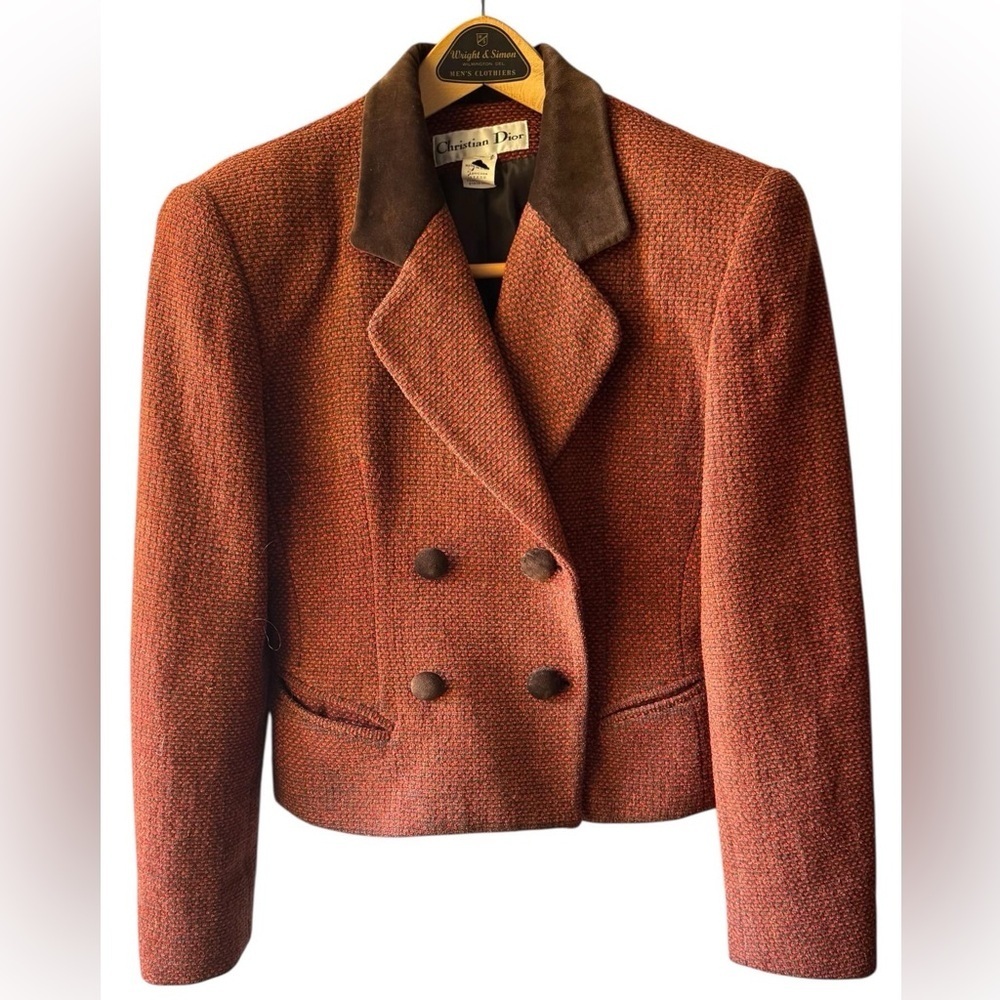 Vintage Dior Women's Rust Double-Breasted Blazer